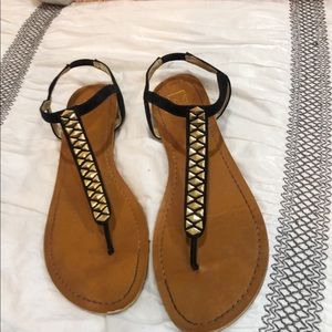 Material Girl Black & Gold Sandals